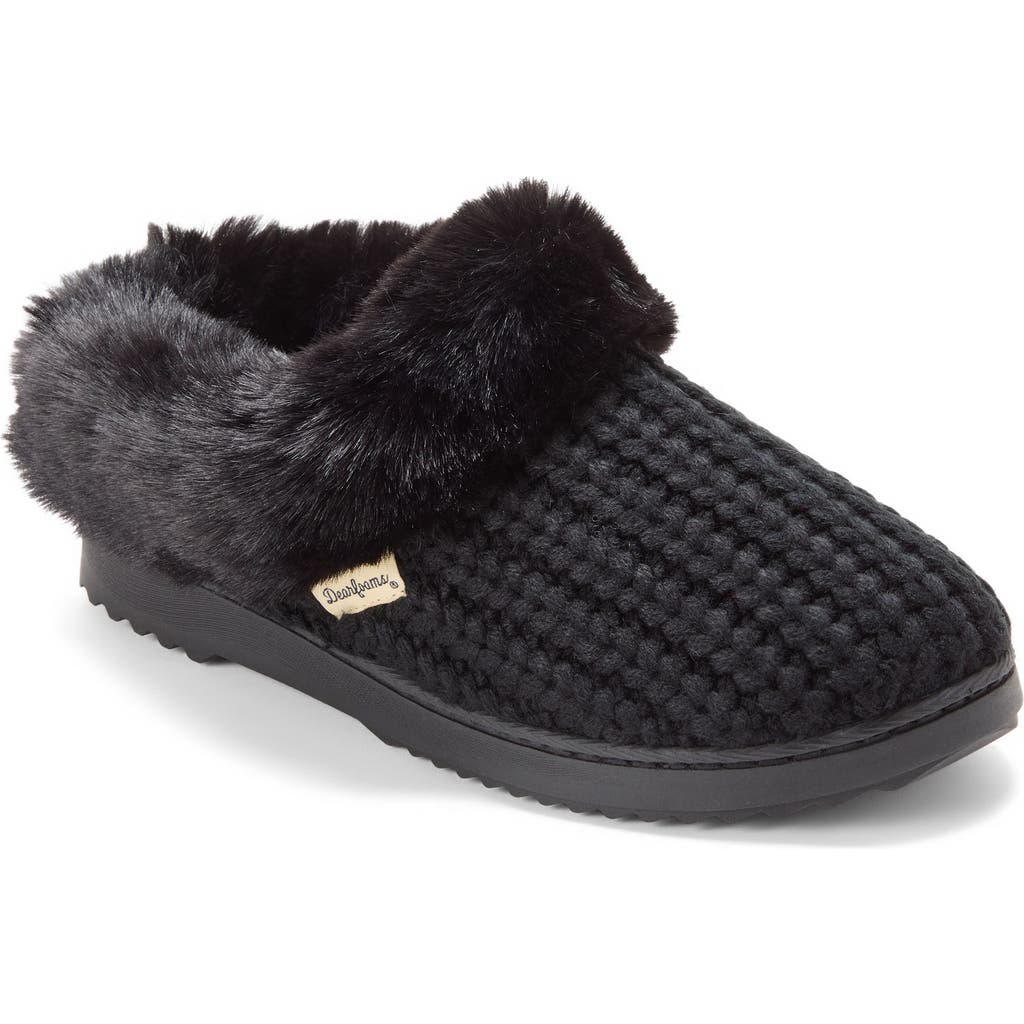 Dearfoams Hannah Festive Knit Clog Slipper In Black