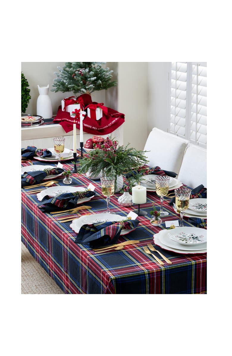 Solino Home Linen Tablecloth - Stewart Plaid, Alternate, color, Black
