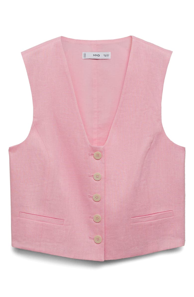 MANGO Boreli Linen Vest, Alternate, color, Light/ Pastel Pink