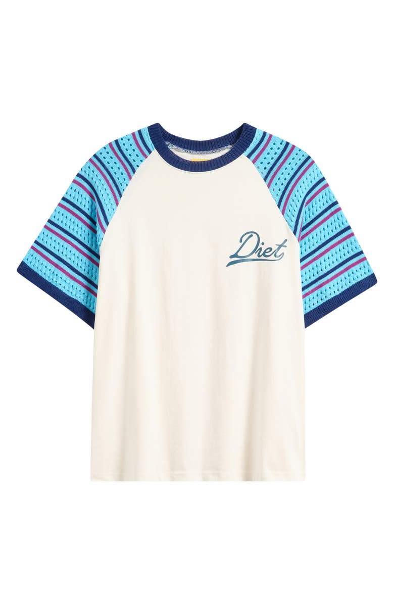 DIET STARTS MONDAY Knit Sleeve Cotton Graphic T-Shirt, Alternate, color, Cream/ Blue