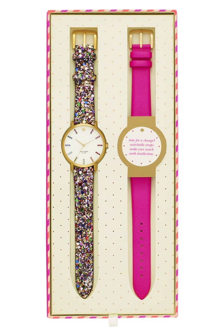 'metro grand' boxed watch set, 38mm, Alternate, color, MULTI/ PINK