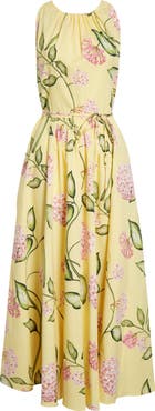 Oscar de la Renta Floral Stretch Poplin Dress