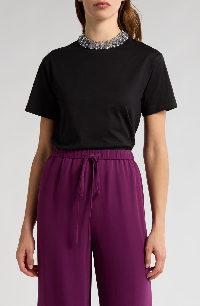 Valentino Garavani Sequin Embellished Crop T-Shirt, Main, color,