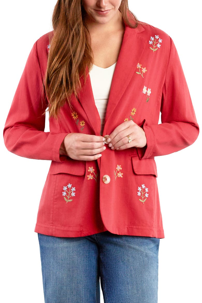 Wild Blossom Embroidered Blazer, Alternate, color, POPPY RED