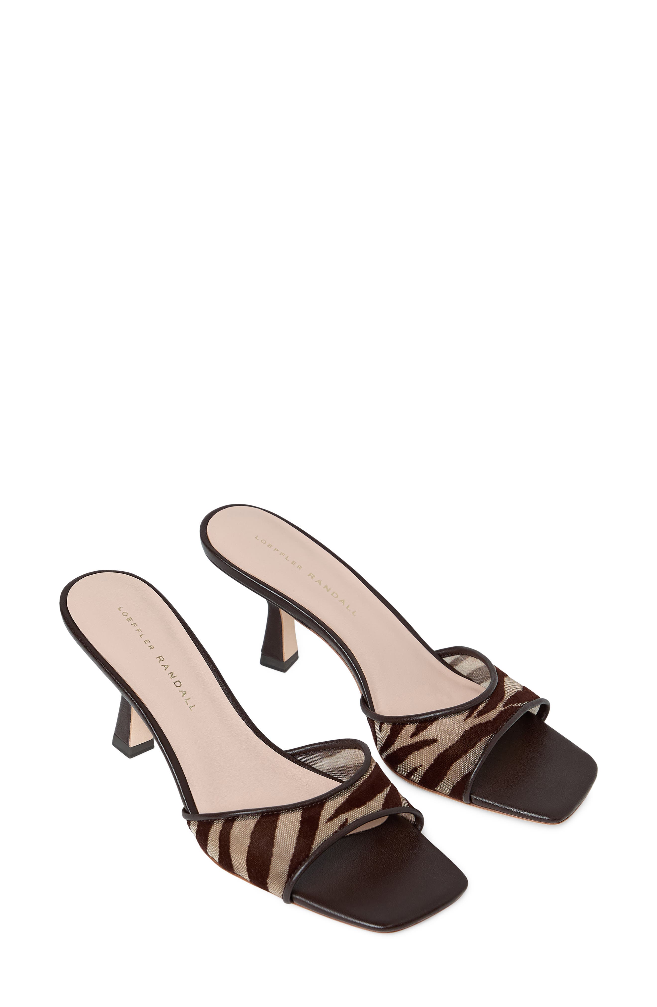 Loeffler Randall Tavia Slide Sandal, Alternate, color, Dark Brown/ Zebra