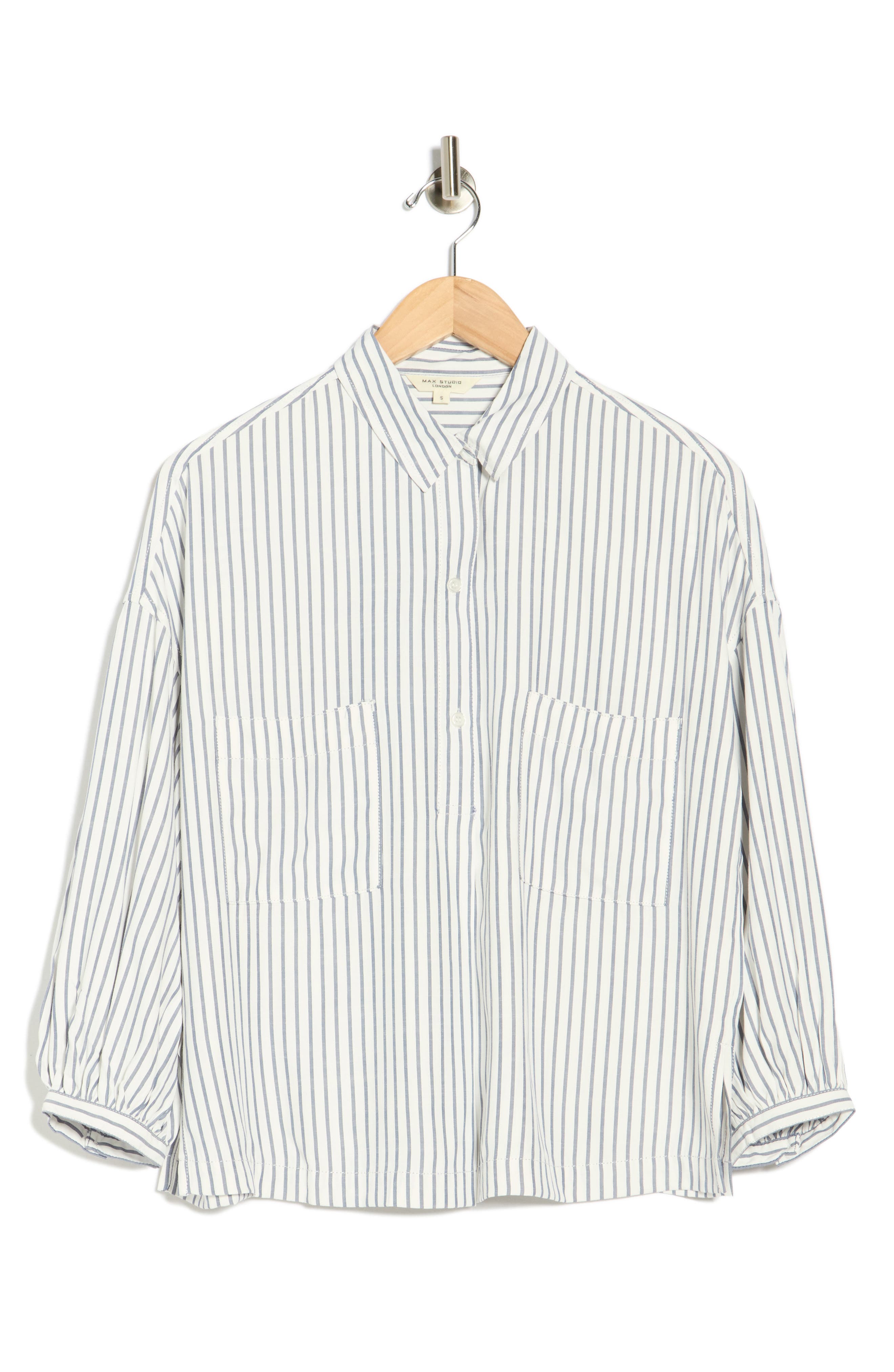MAX STUDIO Stripe Half Button-Up Shirt