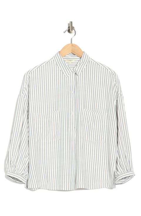 Stripe Half Button-Up Shirt