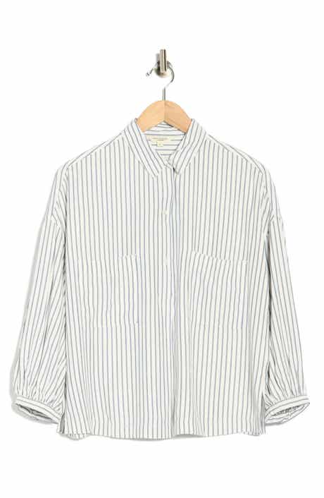 MAX STUDIO Stripe Half Button-Up Shirt