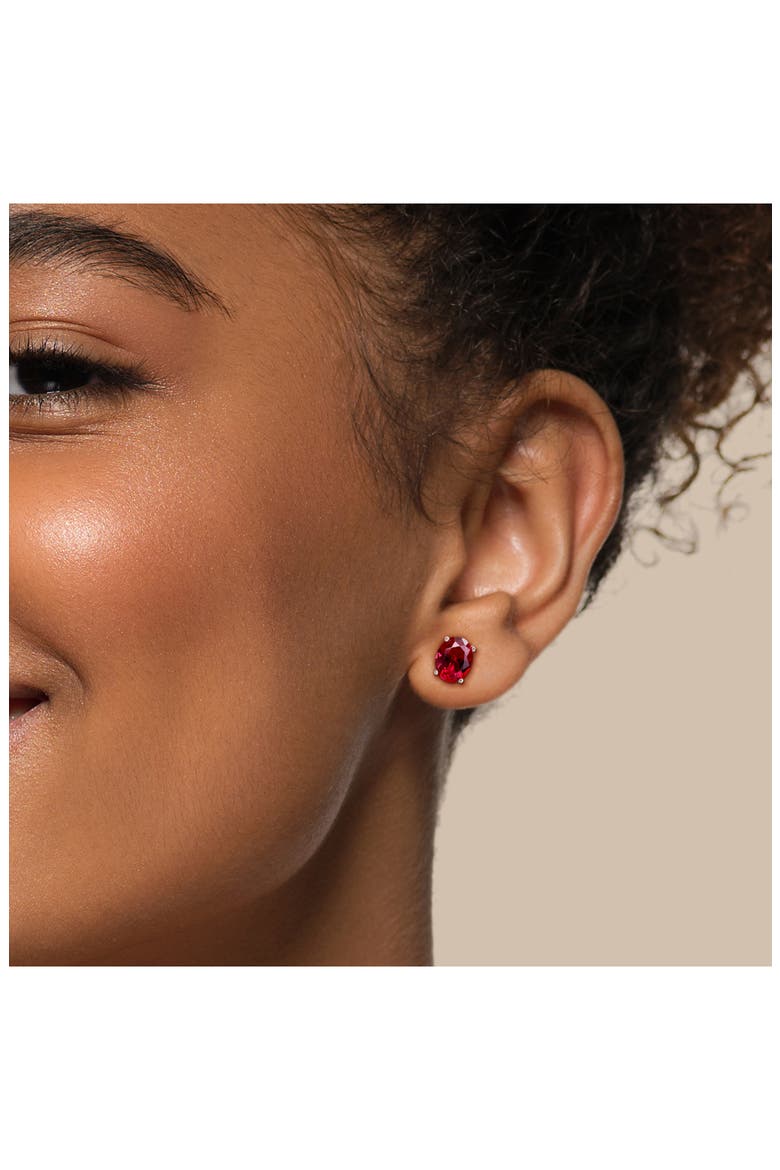 Oval Lab Grown Ruby Stud Earrings & Pendant Necklace Set, Alternate, color, RED