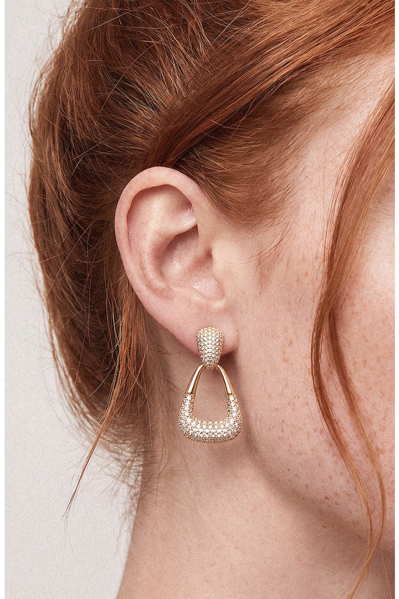 Sparkle Pavé Teardrop Earrings, Alternate, color, GOLD