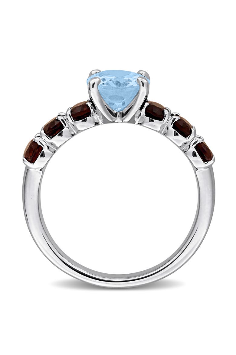 Gemstone Oval Ring Sterling Silver, Alternate, color, Blue Topaz/Smokey Quartz