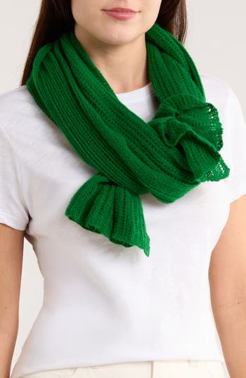 Portolano Open Knit Wrap Scarf In Green