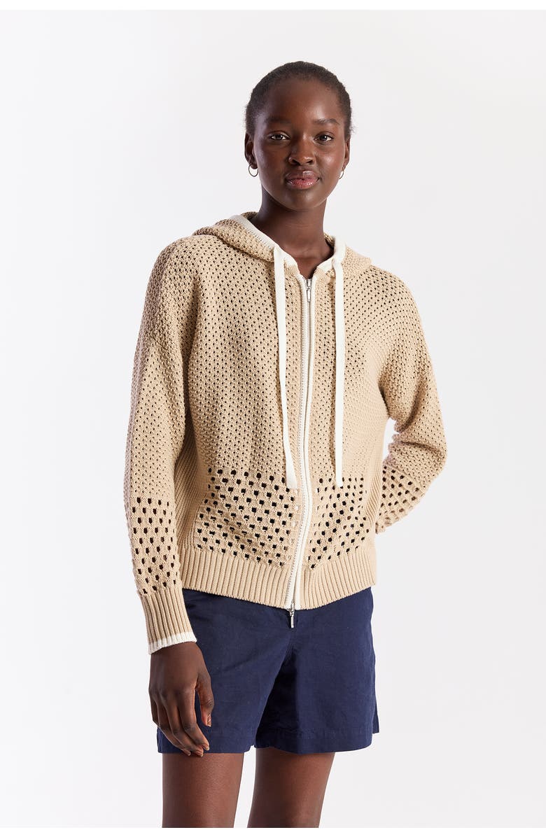 WISPR Mix Pointelle Zip Hoodie, Main, color, Fawn/Ivory