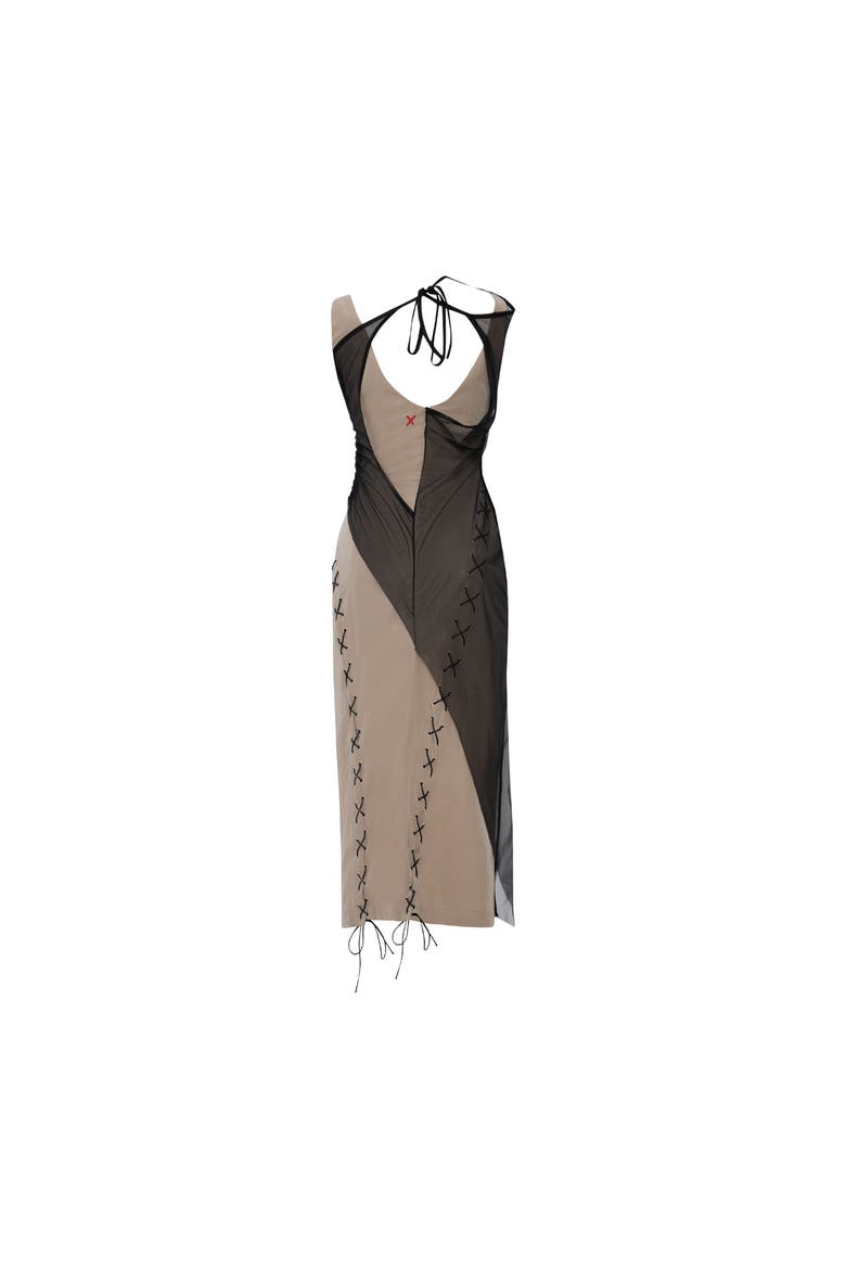 Bodycon Dress With Tulle, Alternate, color, beige