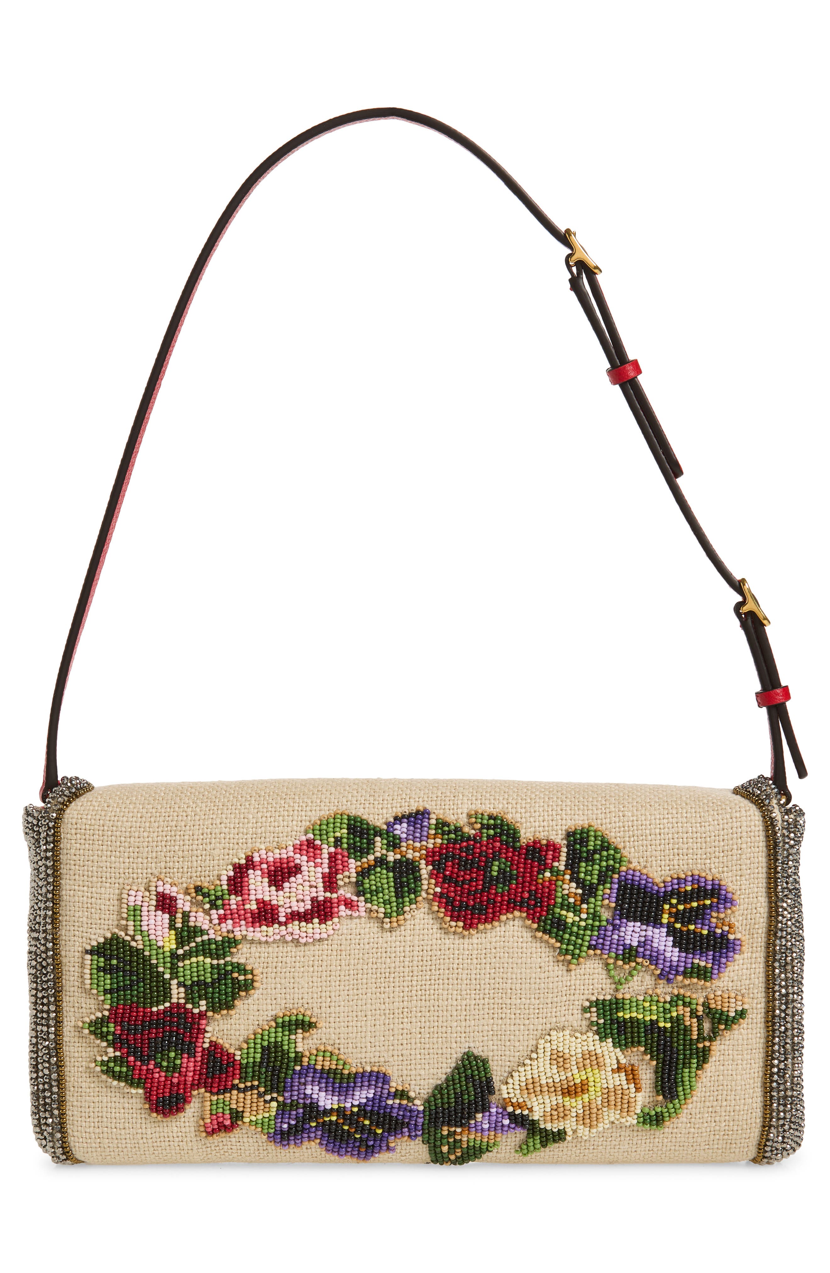 Valentino Garavani Vain Soft Beaded Top Handle Bag, Alternate, color, Multi Beige