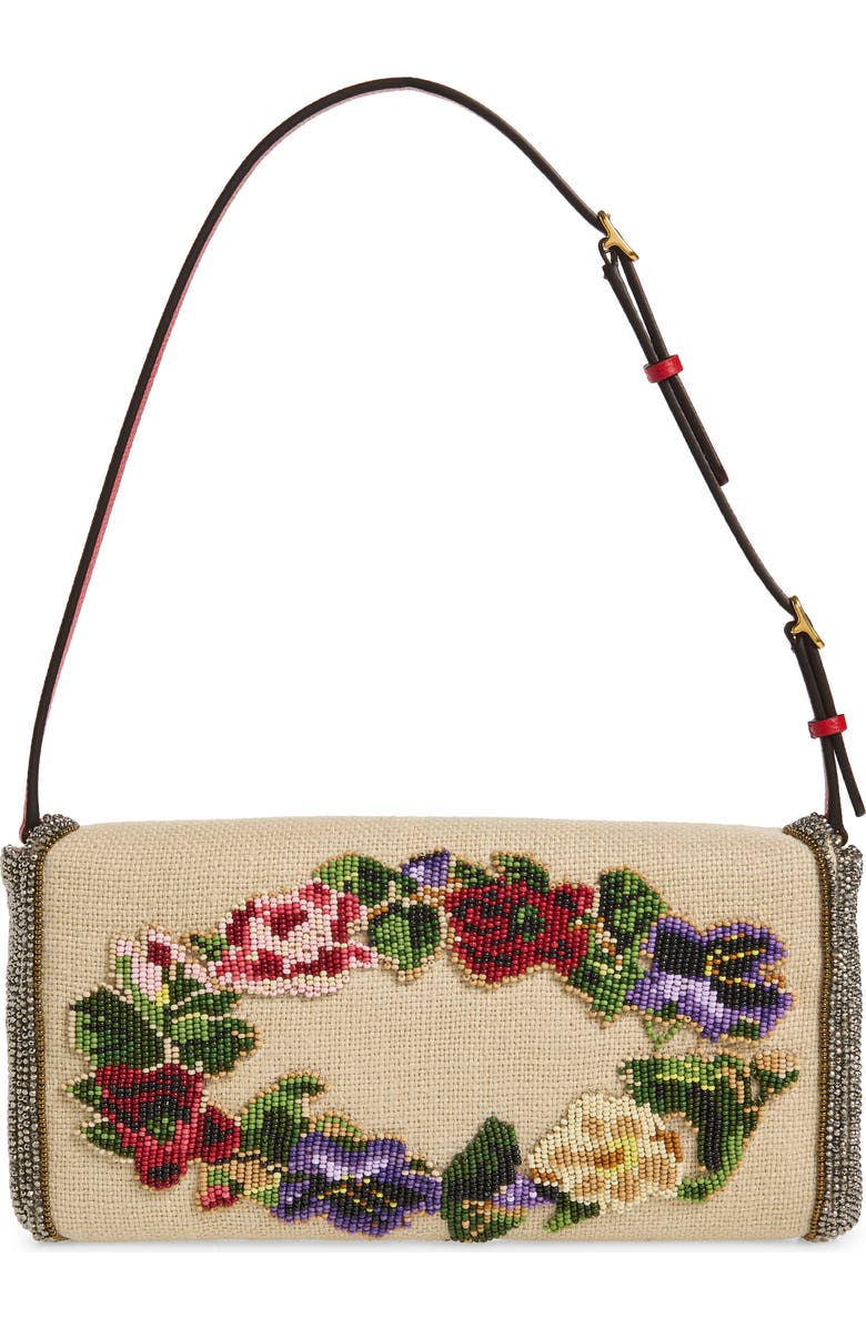Valentino Garavani Vain Soft Beaded Top Handle Bag, Alternate, color, Multi Beige