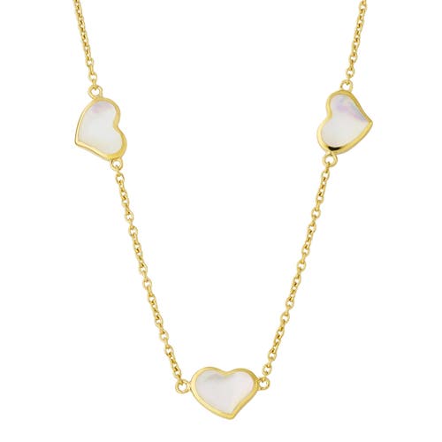 Jan Leslie Triple Station Heart 20" Necklace Set In Sterling Silver With 18k Gold Overlay In White