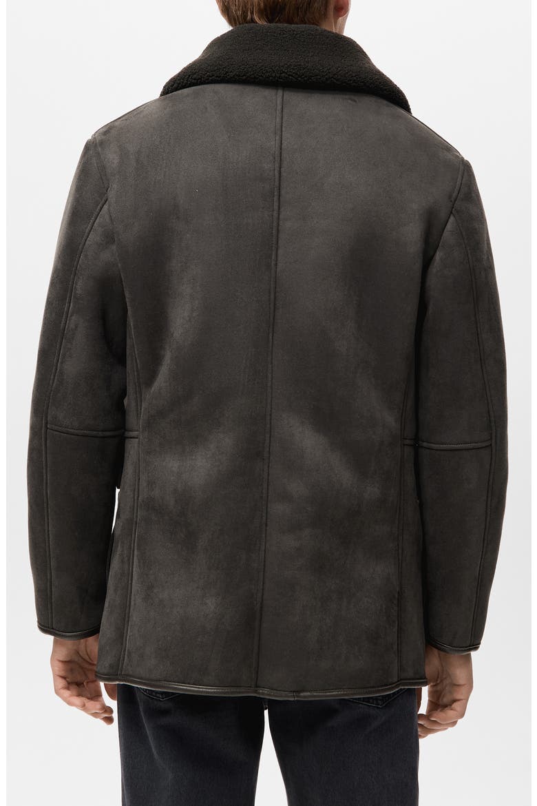 Faux Suede & Faux Shearling Collar Jacket, Alternate, color, CHOCOLATE TRUFFLE / GREY