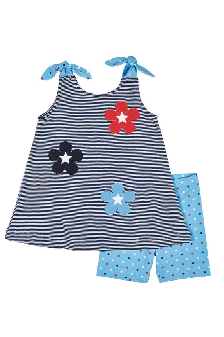 Stripe Knit Short Set With Flowers & Stars, Main, color, Blue/Multi