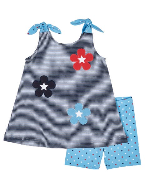 Stripe Knit Short Set With Flowers & Stars (Toddler, Little Kid, Big Kid)