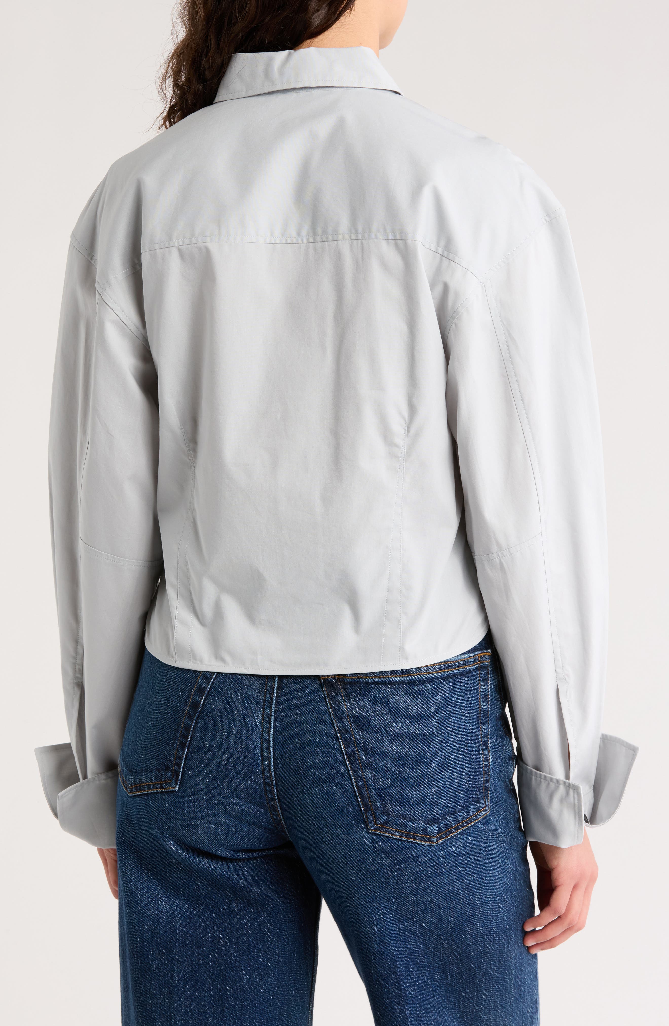 Becca Crop Poplin Button-Up Shirt - image 2