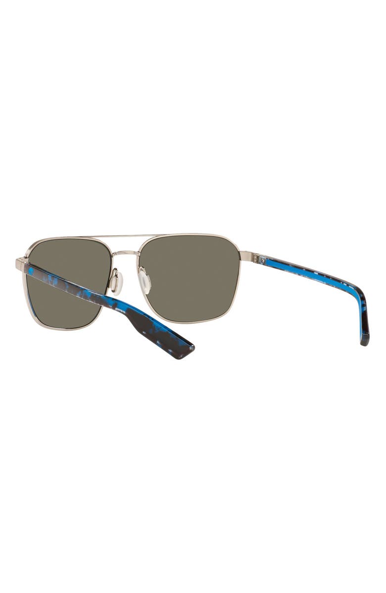 Costa Del Mar Wader 58mm Polarized Mirrored Rectangular Sunglasses, Alternate, color, Silver / Blue Mirror 580G
