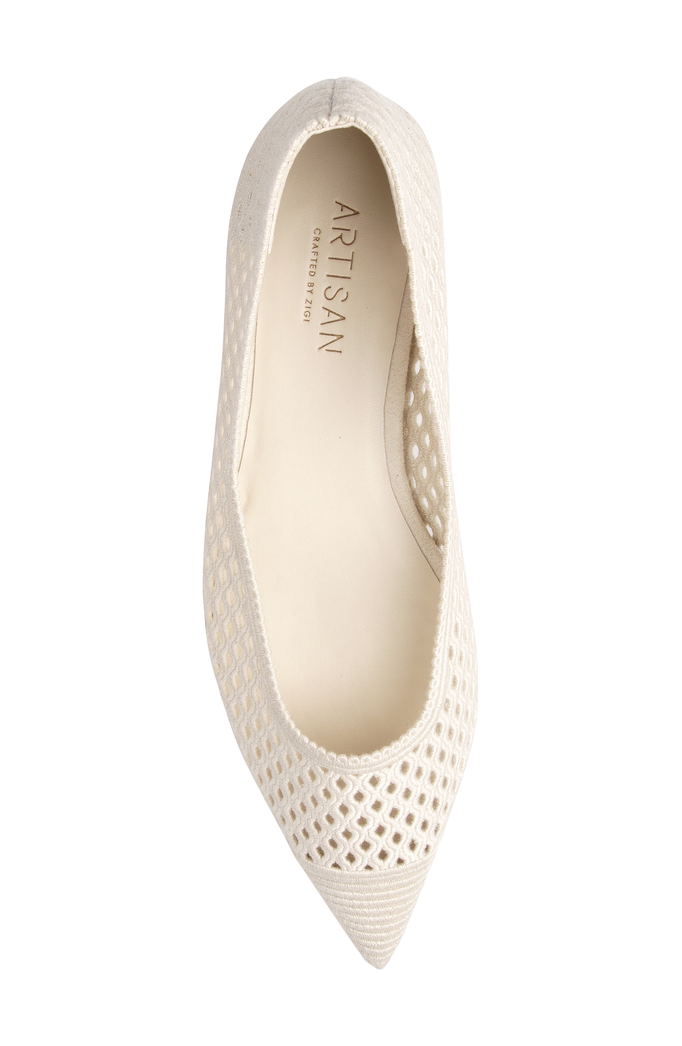 Cindylou Pointed Toe Flat, Alternate, color, OFF WHITE FABRIC