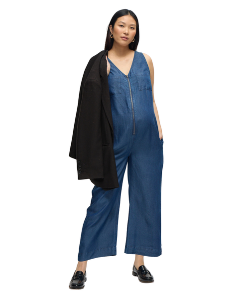 The Zip & Relax Chambray Maternity + Nursing Jumpsuit
