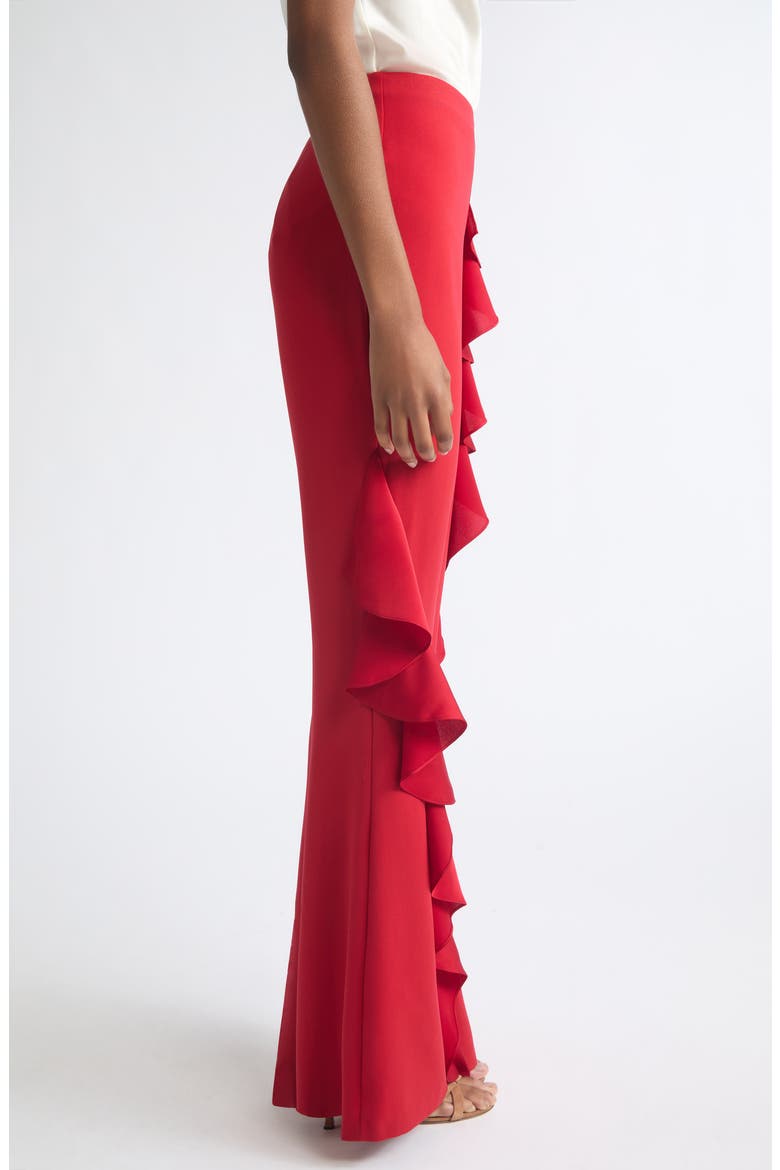 Selah Ruffled High Waist Flare Pants, Alternate, color, WARM CRANBERRY
