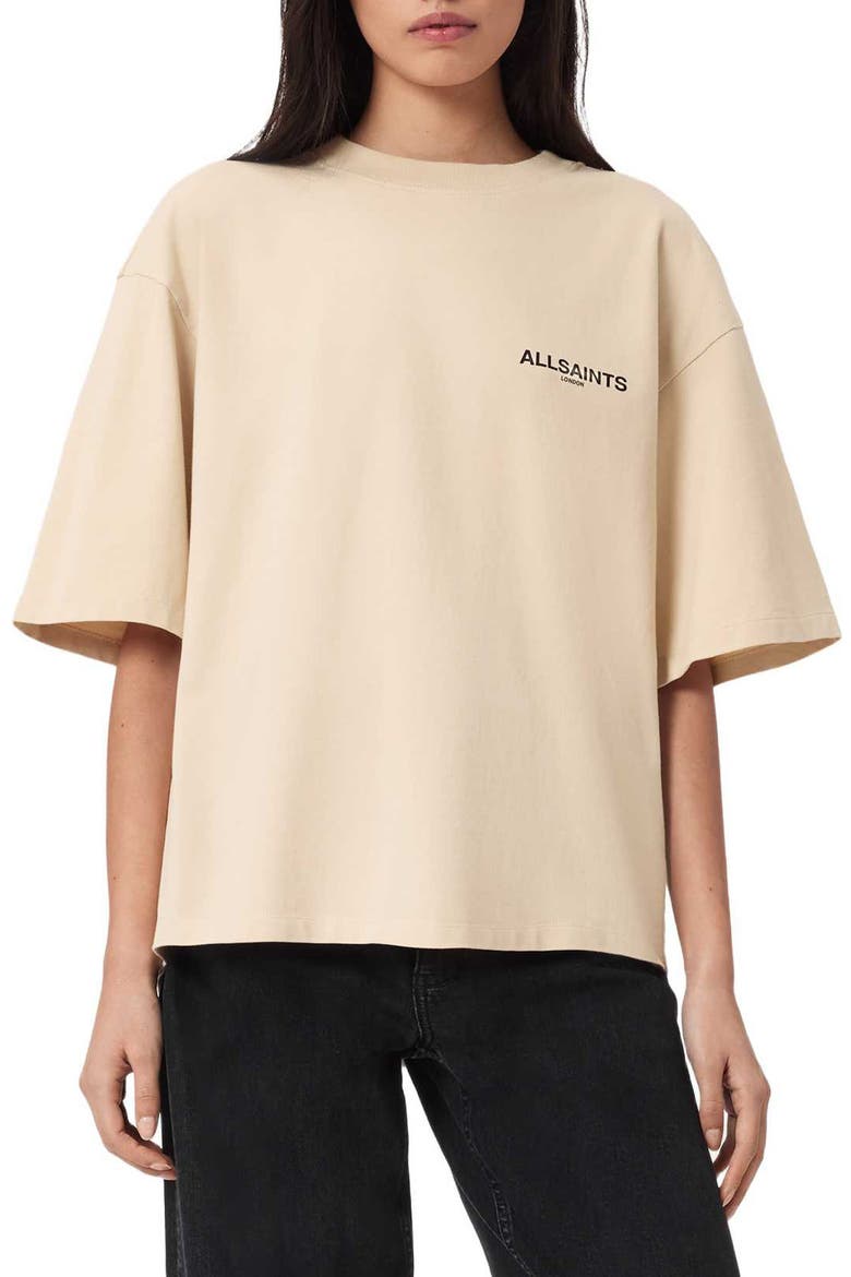 Halis Amelie Oversize Cotton Graphic T-Shirt, Main, color, SANDY WHITE