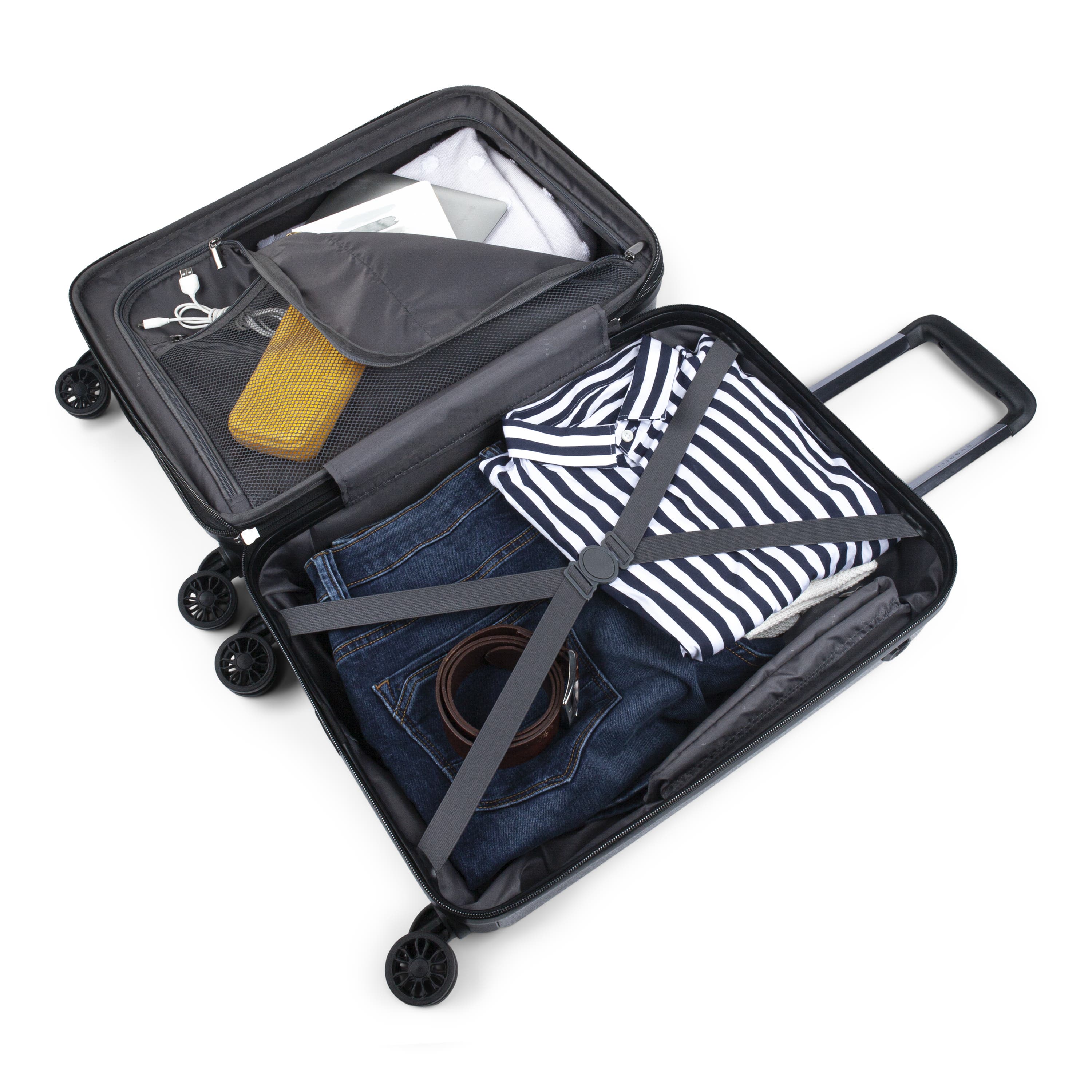 bugatti Milano Hardside Carry-on Luggage with Expansion, Alternate, color, Charcoal