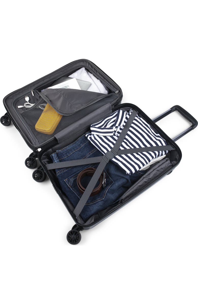 bugatti Milano Hardside Carry-on Luggage with Expansion, Alternate, color, Charcoal