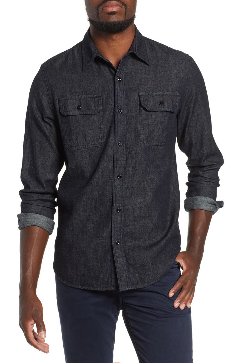 AG Benning Chambray Slim Fit Utility Shirt, Main, color,