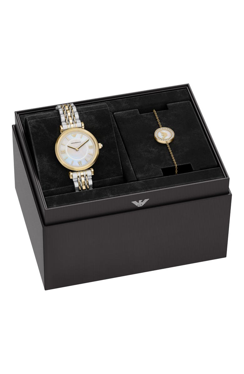 Emporio Armani Mother-of-Pearl Two-Tone Bracelet Watch Set, 32mm, Alternate, color,
