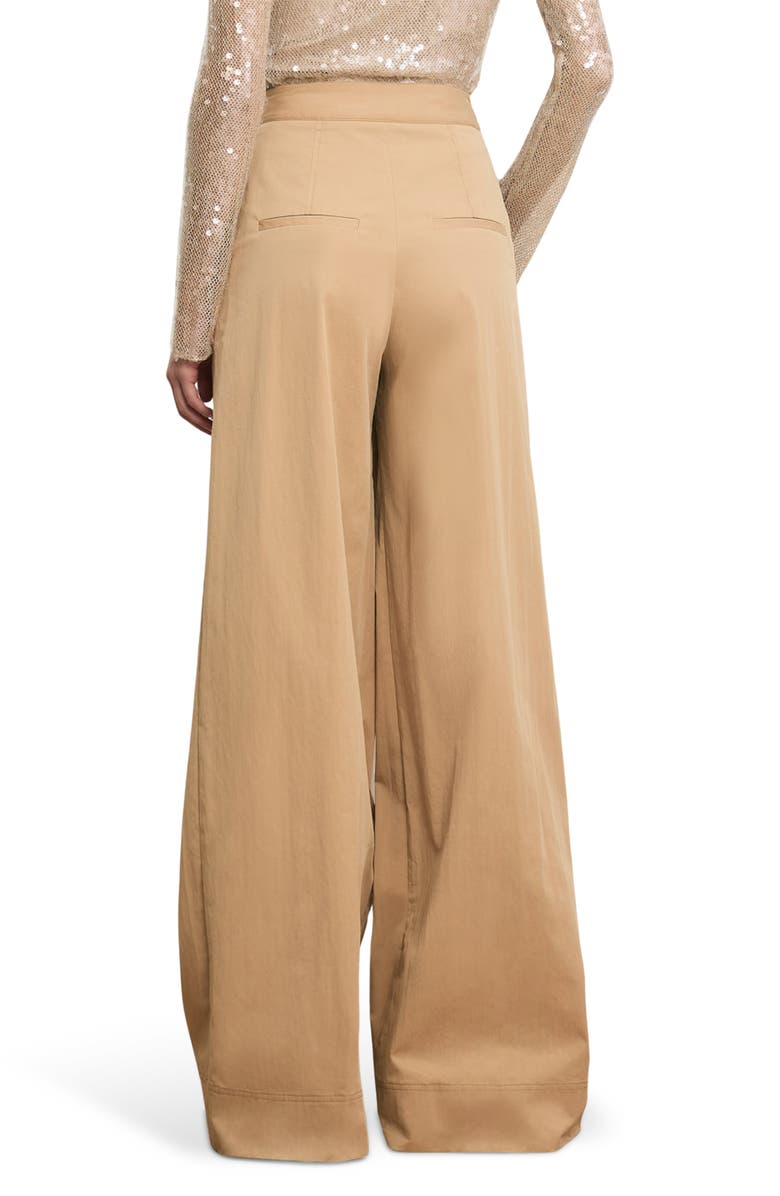 Veronica Beard Heron Pleated Wide Leg Pants, Alternate, color, Khaki