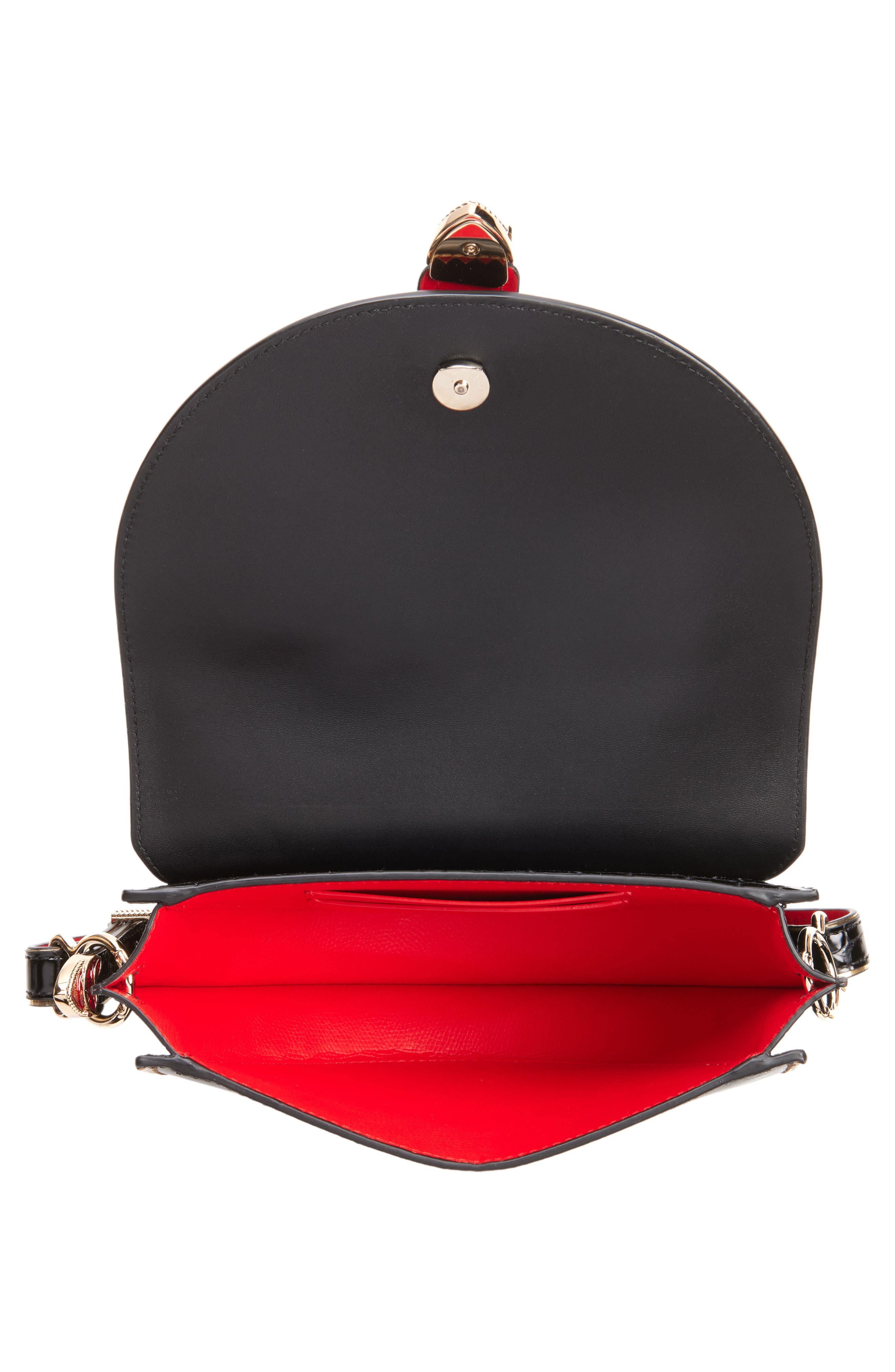 Giddy Saddle Croc Embossed Leather Crossbody Bag, Alternate, color, CM53 BLACK/ BLACK