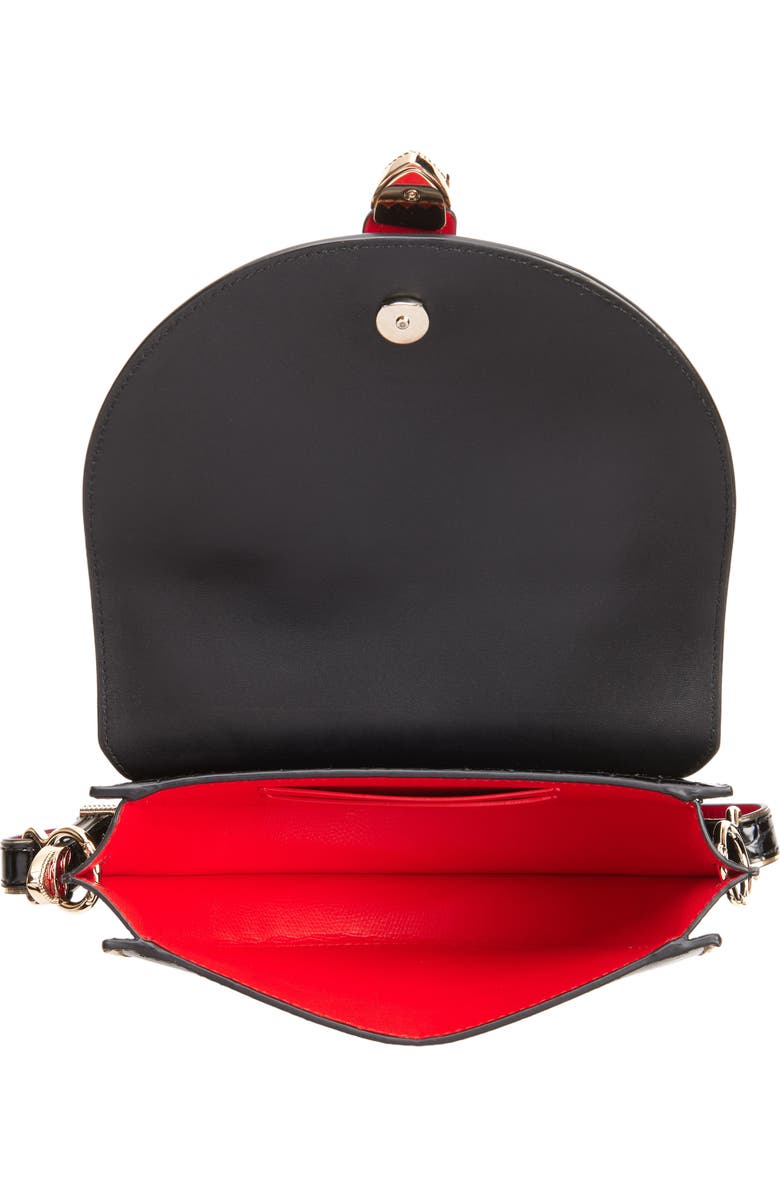 Christian Louboutin Giddy Saddle Croc Embossed Leather Crossbody Bag, Alternate, color, Cm53 Black/ Black