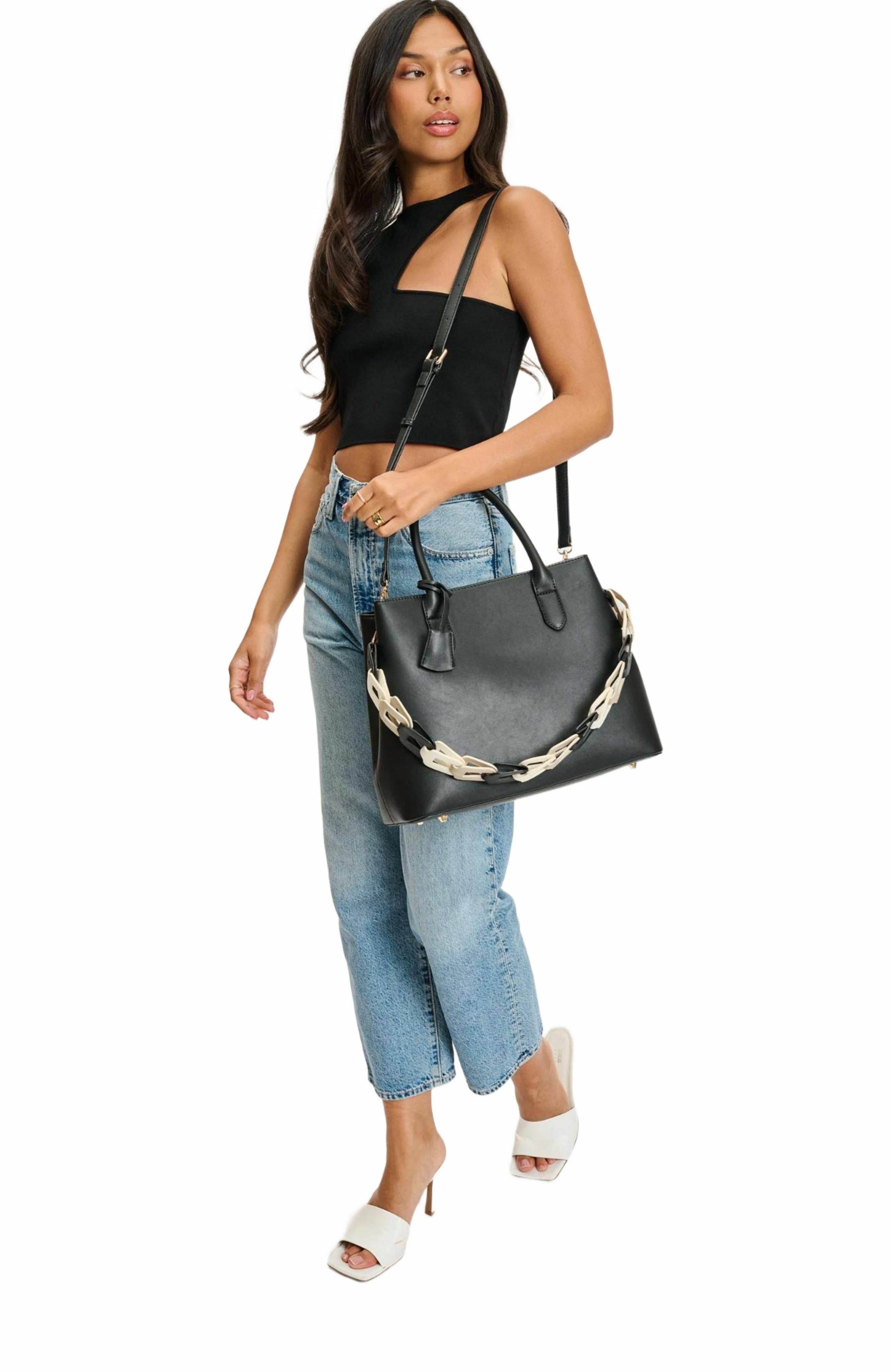 MODA LUXE Regalina Satchel, Alternate, color, Black