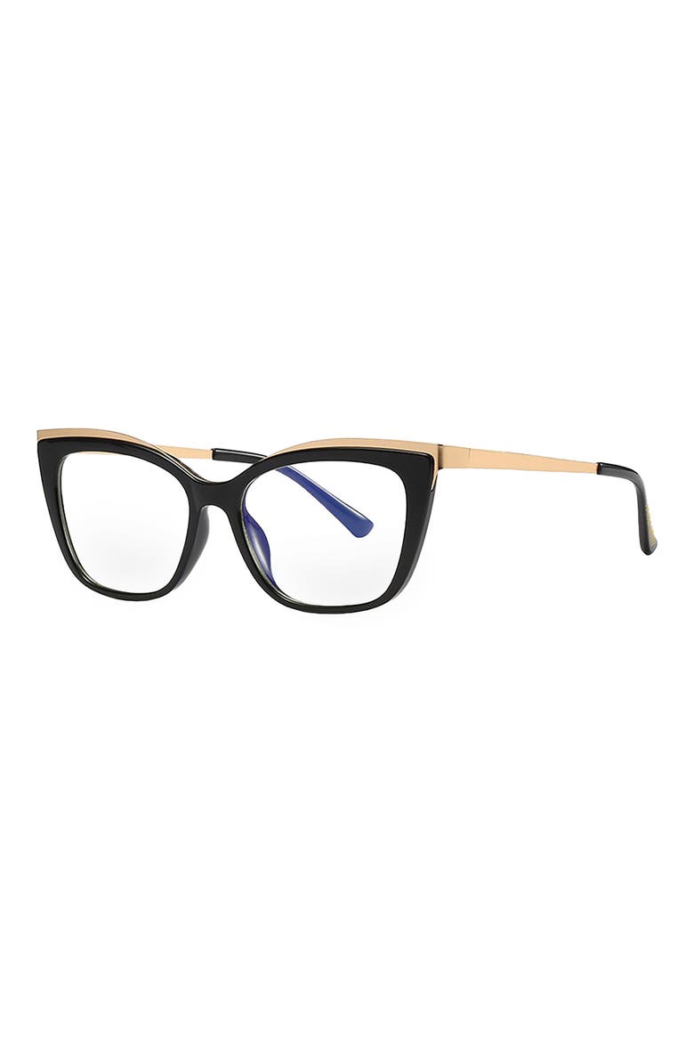 Jami 53mm Cat Eye Blue Light Blocking Glasses, Alternate, color, BLACK