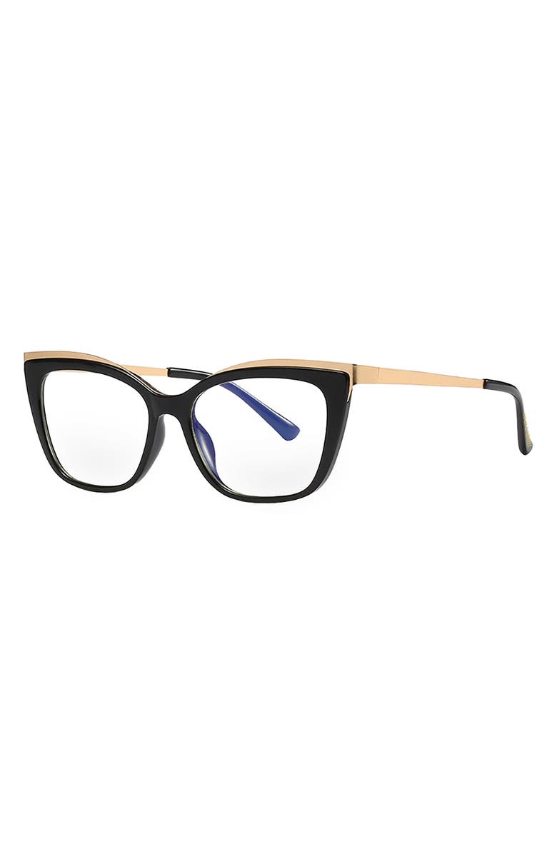 Fifth & Ninth Jami 53mm Cat Eye Blue Light Blocking Glasses, Alternate, color, Black