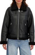 Sebby Faux Shearling Collar Aviator Jacket