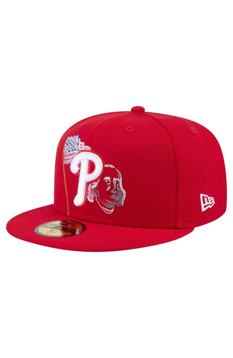New Era Men's New Era Red Philadelphia Phillies State Stitch 59FIFTY Fitted Hat, Alternate, color, 