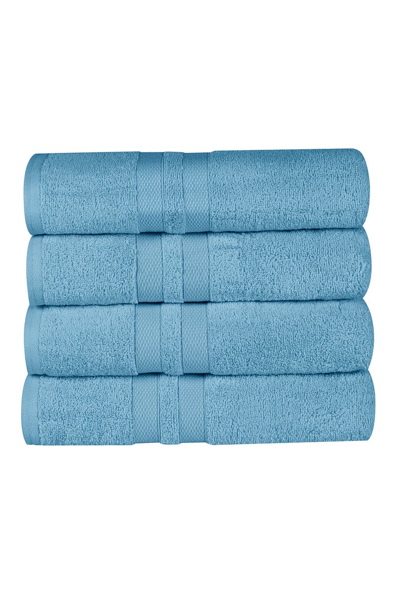 4-Piece Turkish Cotton Bath Towels, Main, color, DENIM BLUE