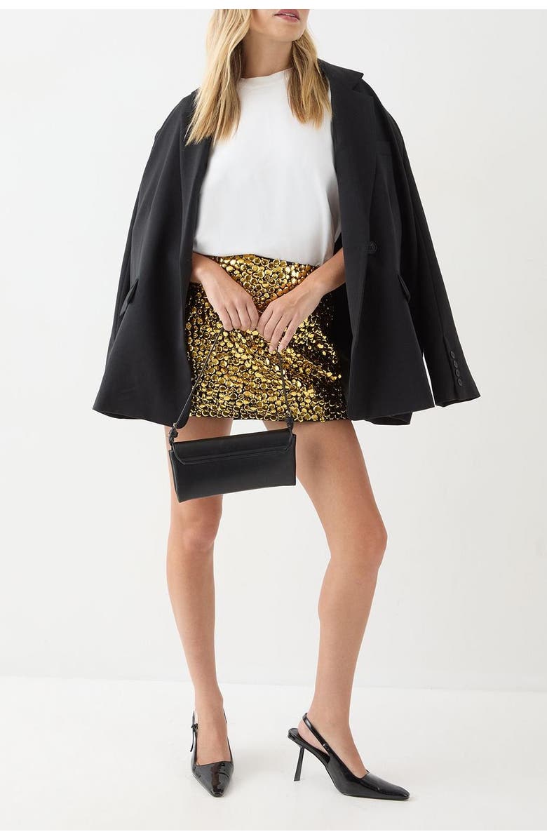 MissPap Studded Sequin Embellished Mini Skirt, Alternate, color, Gold