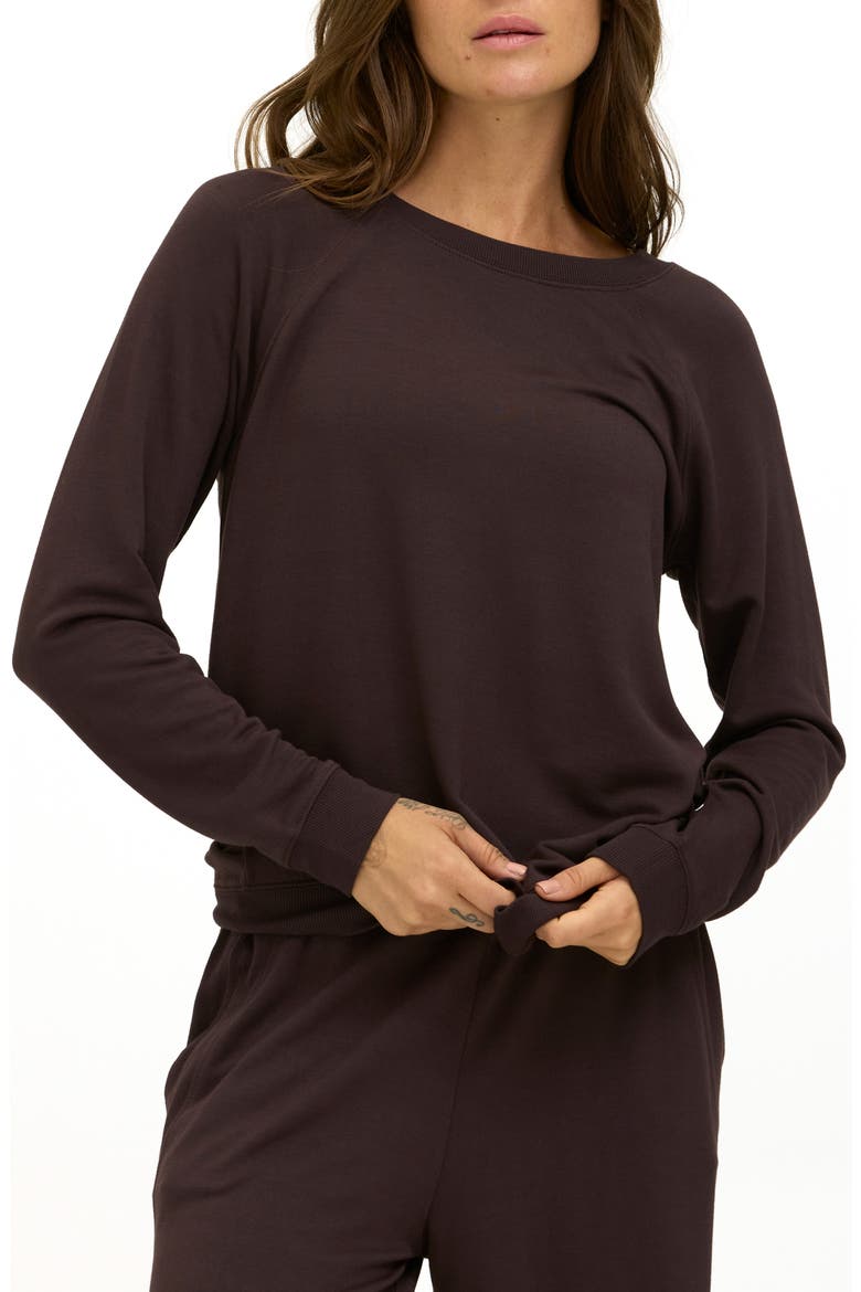 Priscilla Feather Fleece Sweatshirt, Main, color, COCOA