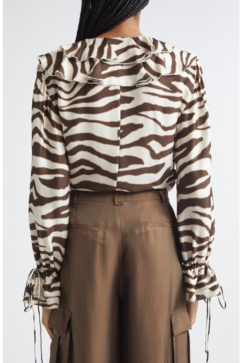 Pia Print Ruffle Top, Alternate, color, NATURAL ZEBRA