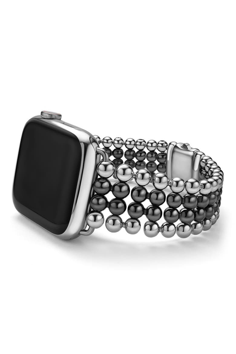 Smart Caviar Infinite Black Ceramic Apple Watch® Watchband, Alternate, color, BLACK/ SILVER