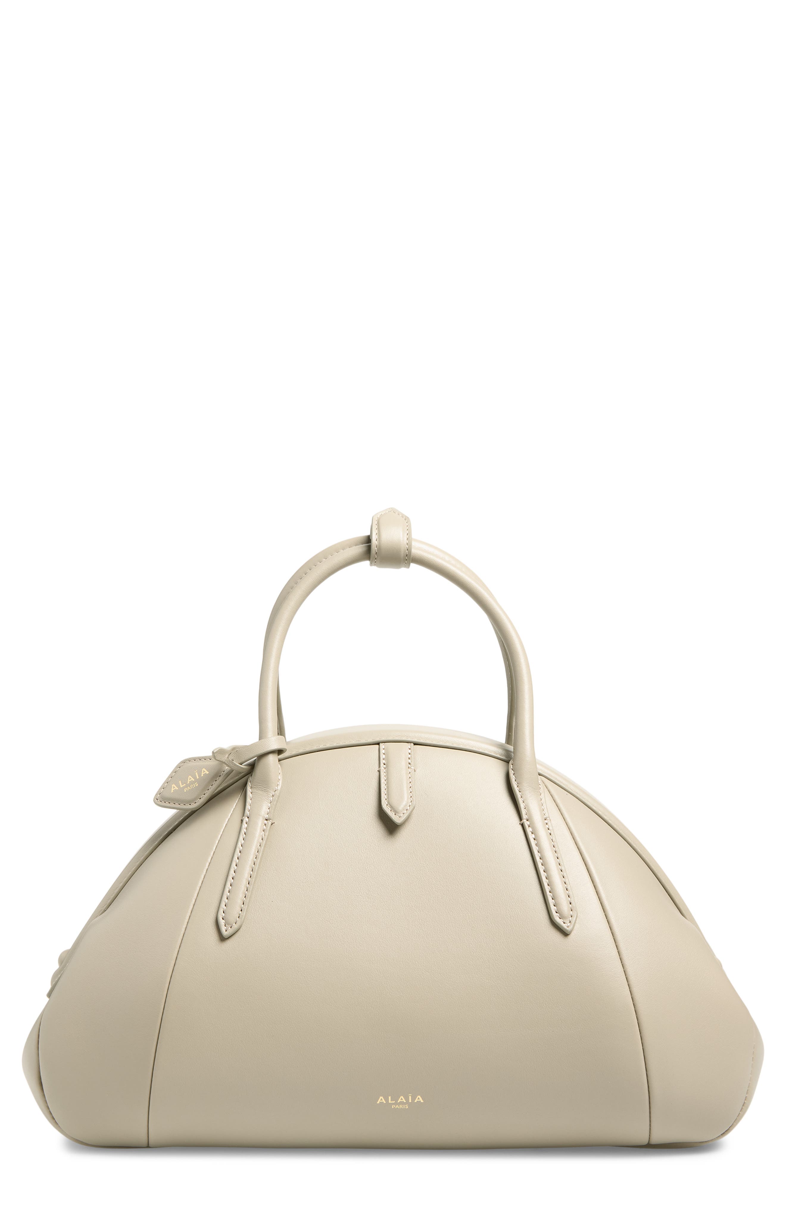 Alaïa Small Leather Top Handle Bag, Main, color, Beige Grise