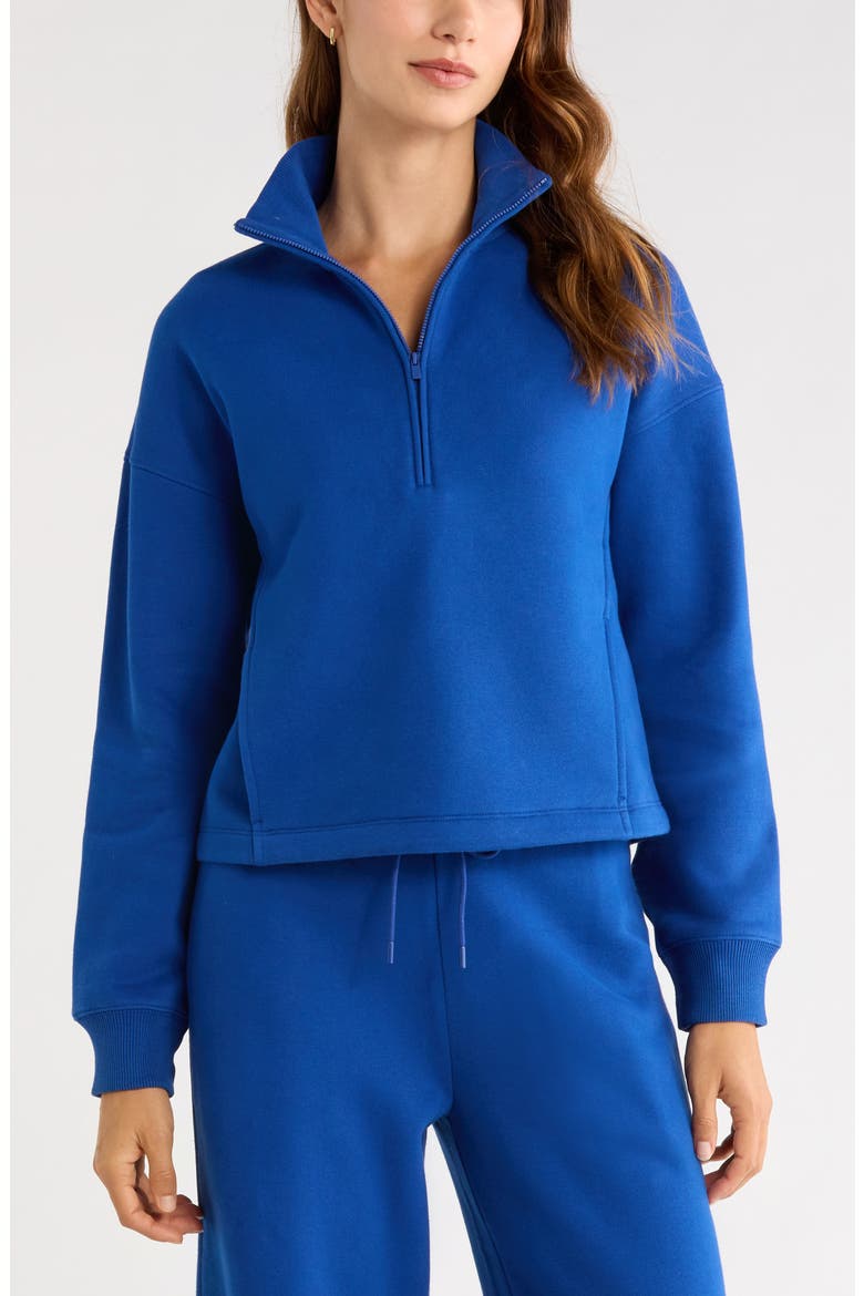 Exhale Fleece Half Zip Pullover, Main, color, BLUE SODALITE