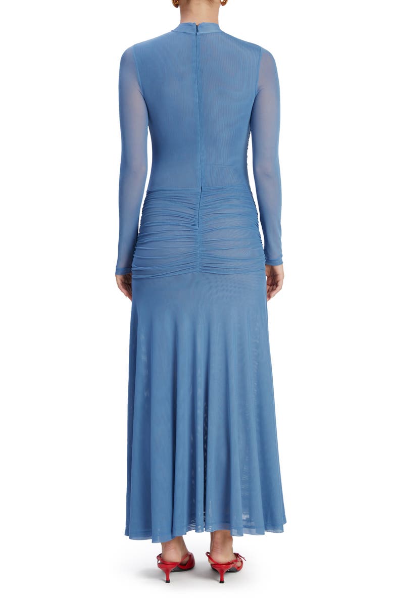 Bardot Lyana Ruched Long Sleeve Mesh Dress, Alternate, color, Dusty Blue